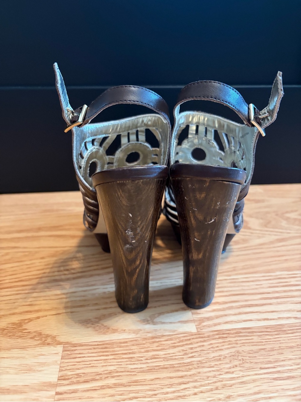 Y2K bebe Boho Brown Cutout High Heel Sandals - Picture 4 of 4